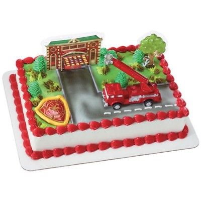 4 Pieces Edible Handmade Birthday Cake Topper Set Approx 6” Tall Fireman Sam